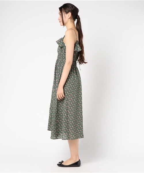 one after another NICE CLAUP(ワンアフターアナザーナイスクラップ)の「前開きレトロ花柄キャミワンピース(ワンピース・レディース・グリーン/イエロー/オフホワイト・FREE)」の5枚目の写真