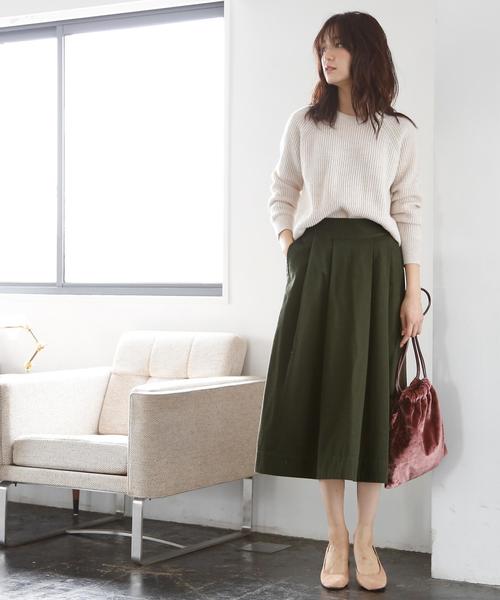 coen（コーエン）の「【大人気・追加生産】チノロングフレアスカート（スカート・レディース・ベージュ/オリーブ/ネイビー・MEDIUM/LARGE）」の14枚目の写真