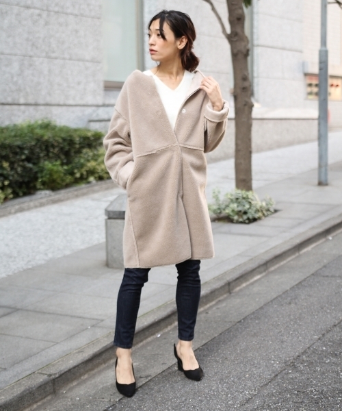 laboratory work（ラボラトリーワーク）の「リバーシブルムートンコート（ムートンコート・レディース・グレー/ベージュ・MEDIUM）」の6枚目の写真