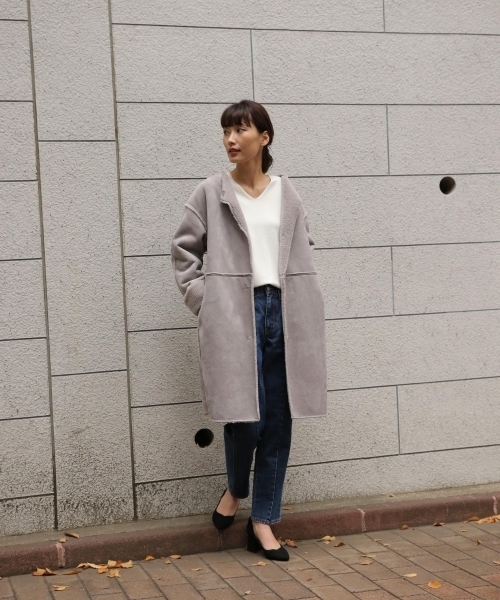 laboratory work（ラボラトリーワーク）の「リバーシブルムートンコート（ムートンコート・レディース・グレー/ベージュ・MEDIUM）」の9枚目の写真