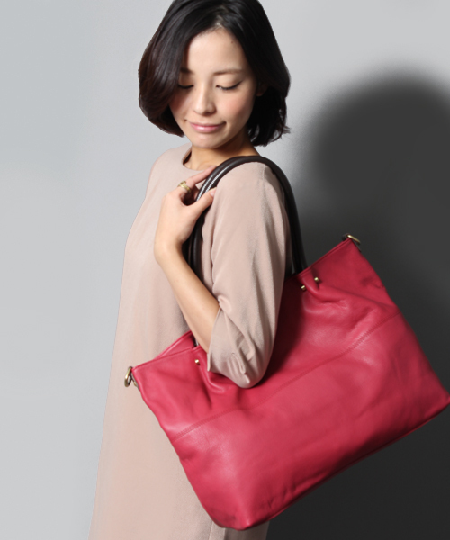 STUDIOUS(ステュディオス)の「AnnaMarie レザー2wayトートバック 【WEB限定】∴(トートバッグ・レディース・ダークブラウン/ピンク/グレー/ネイビー/キャメル/チョコ/グレー系その他/マルチ/ブラック系その他/グリーン・FREE)」の9枚目の写真
