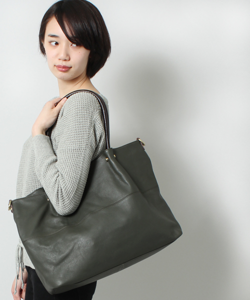 STUDIOUS(ステュディオス)の「AnnaMarie レザー2wayトートバック 【WEB限定】∴(トートバッグ・レディース・ダークブラウン/ピンク/グレー/ネイビー/キャメル/チョコ/グレー系その他/マルチ/ブラック系その他/グリーン・FREE)」の6枚目の写真