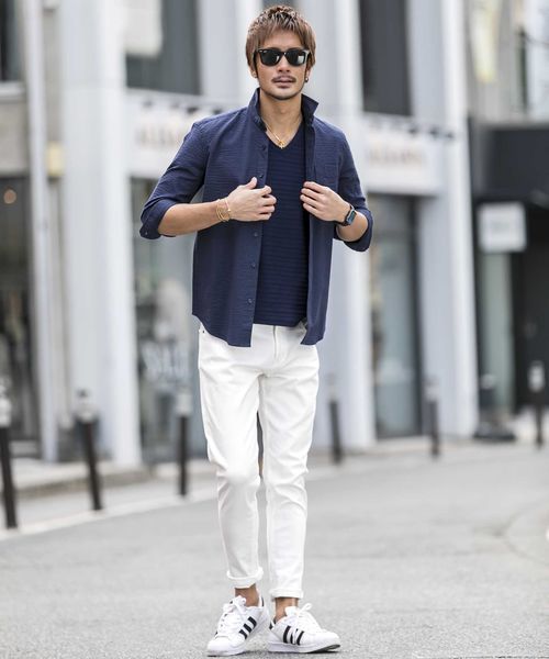 ATELIER SAB for men（アトリエサブフォーメン）の「シアサッカー7分袖シャツ（シャツ/ブラウス・メンズ・ブラック/ブルー/ネイビー・48/50）」の5枚目の写真