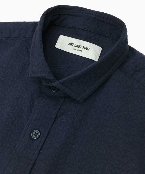 ATELIER SAB for men（アトリエサブフォーメン）の「シアサッカー7分袖シャツ（シャツ/ブラウス・メンズ・ブラック/ブルー/ネイビー・48/50）」の15枚目の写真