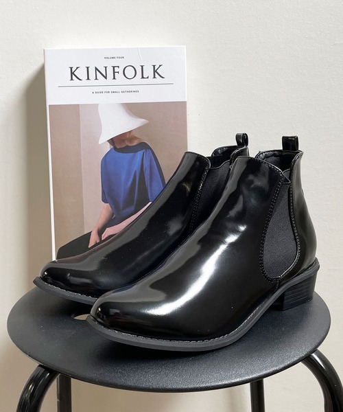 shopnikoniko（ショップニコニコ）の「サイドゴアブーツ ショートブーツ（ブーツ・レディース・ブラック/ブラック系その他/キャメル/グレイッシュベージュ/ダークブラウン/パイソン/ブラック系その他2/ダークブラウン系1・SS/S/M/L/LL/3L/4L）」の4枚目の写真