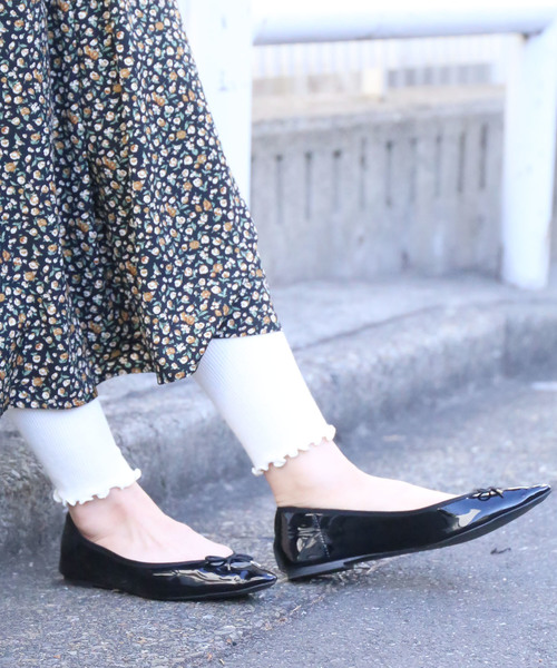 WEGO（ウィゴー）の「WEGO/レイヤードフリルリブレギンス(10分丈)（レギンス/スパッツ・レディース・ライトグレー/ブラック/キナリ・FREE）」の2枚目の写真