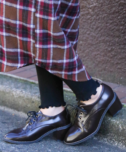 WEGO（ウィゴー）の「WEGO/レイヤードフリルリブレギンス(10分丈)（レギンス/スパッツ・レディース・ライトグレー/ブラック/キナリ・FREE）」の3枚目の写真