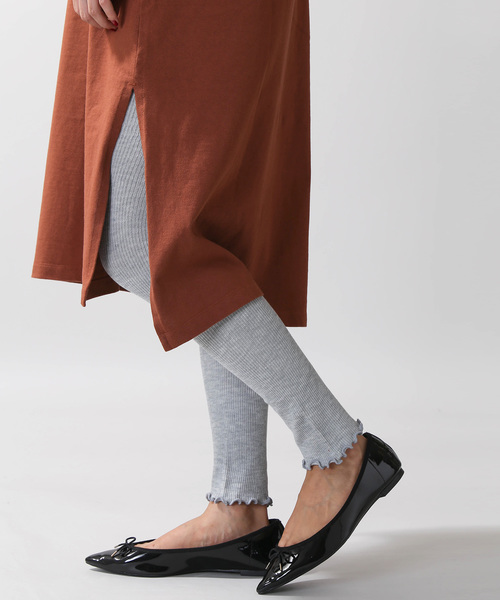 WEGO（ウィゴー）の「WEGO/レイヤードフリルリブレギンス(10分丈)（レギンス/スパッツ・レディース・ライトグレー/ブラック/キナリ・FREE）」の16枚目の写真