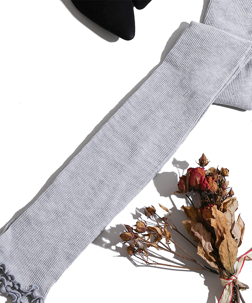 WEGO（ウィゴー）の「WEGO/レイヤードフリルリブレギンス(10分丈)（レギンス/スパッツ・レディース・ライトグレー/ブラック/キナリ・FREE）」の17枚目の写真