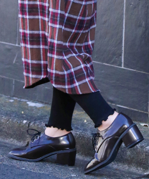 WEGO（ウィゴー）の「WEGO/レイヤードフリルリブレギンス(10分丈)（レギンス/スパッツ・レディース・ライトグレー/ブラック/キナリ・FREE）」の8枚目の写真