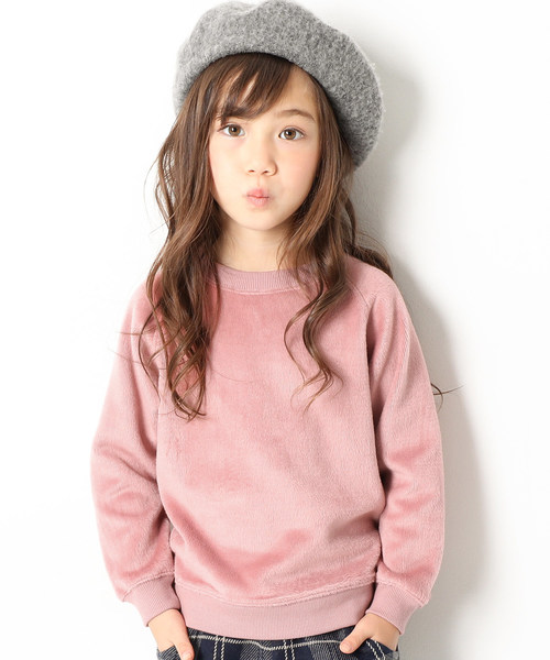 devirock（デビロック）の「表シャギー長袖スウェットトレーナー 裏起毛（スウェット・キッズ・スモークピンク/ブラック/モカ・100cm/110cm/120cm/130cm/140cm/150cm/160cm）」の3枚目の写真