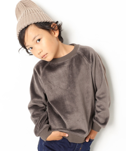 devirock（デビロック）の「表シャギー長袖スウェットトレーナー 裏起毛（スウェット・キッズ・スモークピンク/ブラック/モカ・100cm/110cm/120cm/130cm/140cm/150cm/160cm）」の2枚目の写真