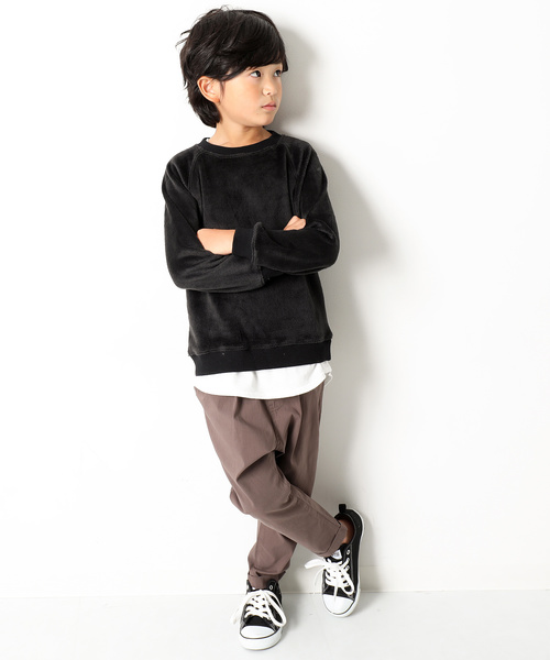 devirock（デビロック）の「表シャギー長袖スウェットトレーナー 裏起毛（スウェット・キッズ・スモークピンク/ブラック/モカ・100cm/110cm/120cm/130cm/140cm/150cm/160cm）」の4枚目の写真