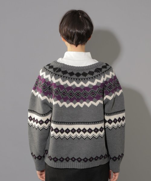 PAGEBOY（ページボーイ）の「求心柄クルーネックプルオーバー（ニット/セーター・レディース・チャコールグレー/オフホワイト・FREE）」の12枚目の写真