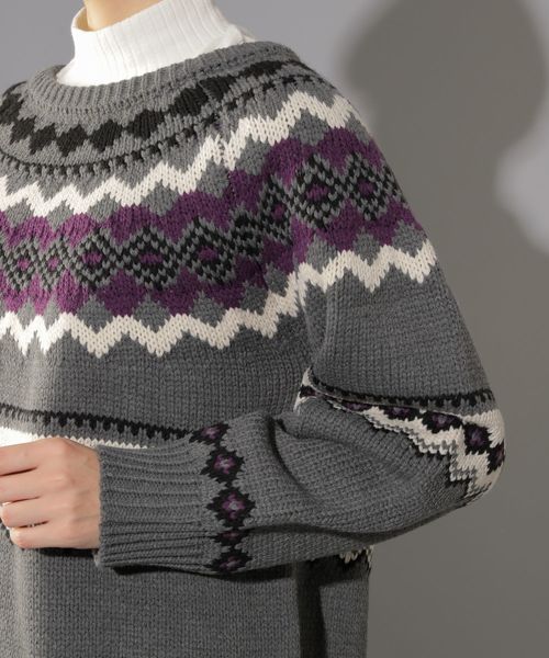 PAGEBOY（ページボーイ）の「求心柄クルーネックプルオーバー（ニット/セーター・レディース・チャコールグレー/オフホワイト・FREE）」の15枚目の写真