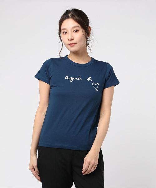 agnes b.(アニエスベー)の「【WEB限定】SBX4 TS ロゴTシャツ(Tシャツ/カットソー)」|ネイビー