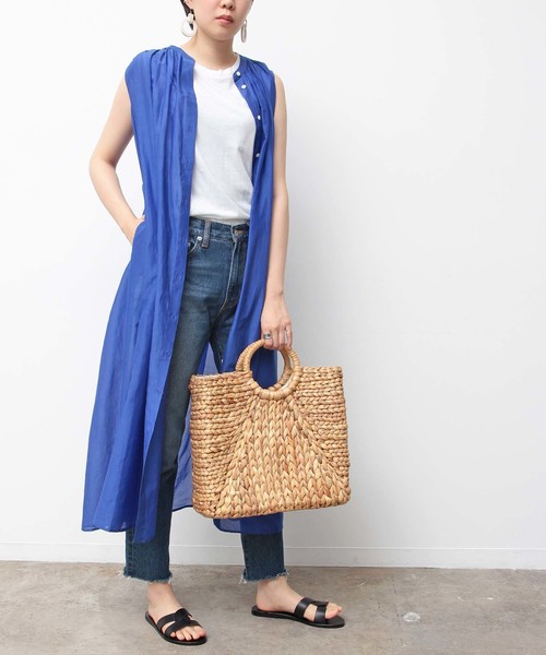 未使用タグ付♡アダムエロペ　コットンシルクギャザーワンピース　ロングワンピース ADAM ET ROPE'（アダムエロペ）の「コットンシルクギャザー