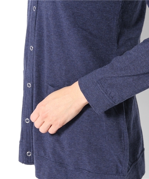 BEAMS BOY(ビームスボーイ)の「BEAMS BOY / 天竺エルボーパッチロング Vカーディガン(カーディガン/ボレロ・レディース・ナチュラル/グレー/ネイビー・ONE SIZE)」の7枚目の写真