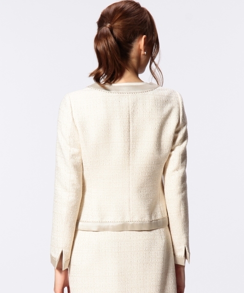 UNITED ARROWS　ツイードノーカラージャケット　アイボリー　ラメ　40 UNITED ARROWS（ユナイテッドアローズ）の「＜UNITED ARROWS＞ラメ