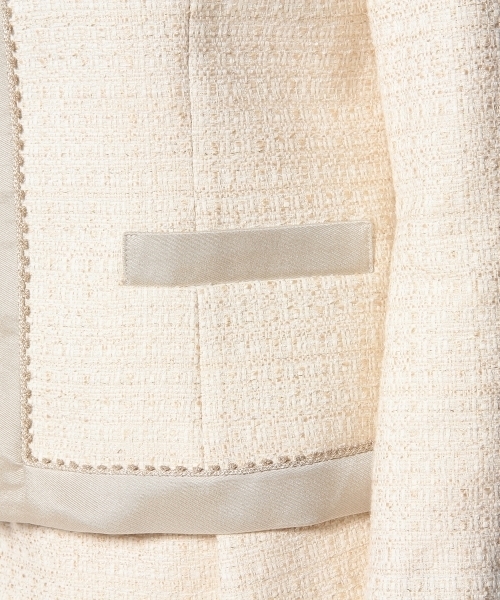 UNITED ARROWS　ツイードノーカラージャケット　アイボリー　ラメ　40 UNITED ARROWS（ユナイテッドアローズ）の「＜UNITED ARROWS＞ラメ