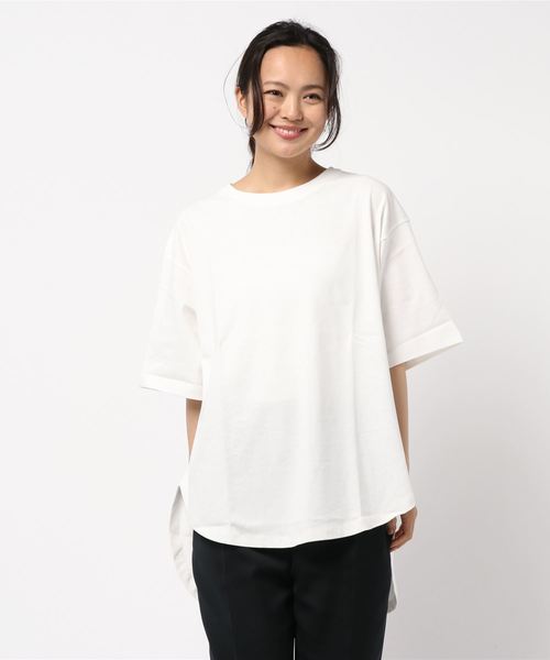 CRAFT STANDARD BOUTIQUE（クラフトスタンダードブティック）の「【追加生産】厚手裾ラウンドカットBIGTシャツ○☆（Tシャツ/カットソー・レディース・チャコールグレー/パープル/オフホワイト/カーキ・M/L）」の7枚目の写真