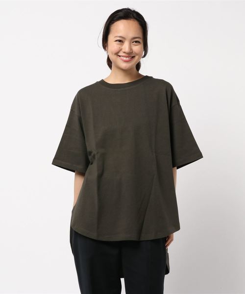 CRAFT STANDARD BOUTIQUE（クラフトスタンダードブティック）の「【追加生産】厚手裾ラウンドカットBIGTシャツ○☆（Tシャツ/カットソー・レディース・チャコールグレー/パープル/オフホワイト/カーキ・M/L）」の8枚目の写真