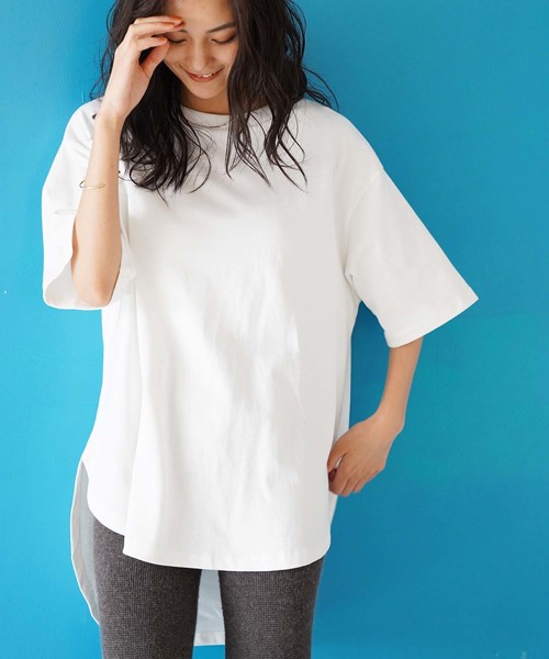 CRAFT STANDARD BOUTIQUE（クラフトスタンダードブティック）の「【追加生産】厚手裾ラウンドカットBIGTシャツ○☆（Tシャツ/カットソー・レディース・チャコールグレー/パープル/オフホワイト/カーキ・M/L）」の22枚目の写真