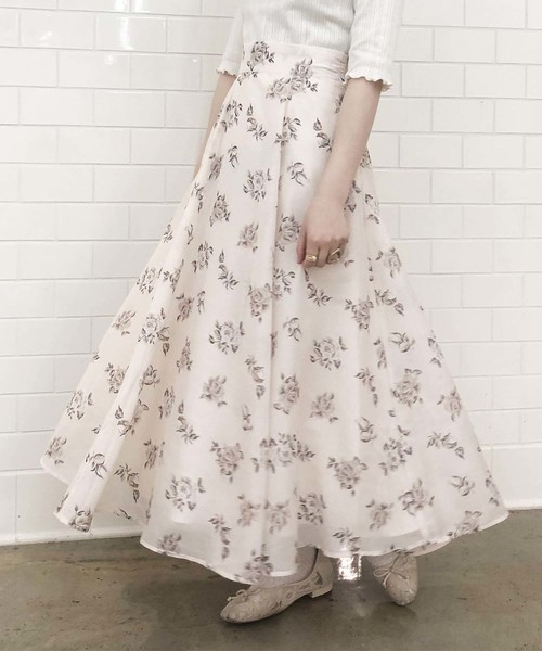 one after another NICE CLAUP（ワンアフターアナザーナイスクラップ）の「【Petite by NICE CLAUP】 サーキュラースカート（スカート・レディース・オフホワイト/ベージュ系その他/ピンク系その他・FREE）」の2枚目の写真