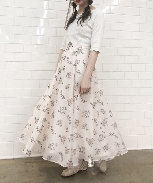 one after another NICE CLAUP（ワンアフターアナザーナイスクラップ）の「【Petite by NICE CLAUP】 サーキュラースカート（スカート・レディース・オフホワイト/ベージュ系その他/ピンク系その他・FREE）」の17枚目の写真