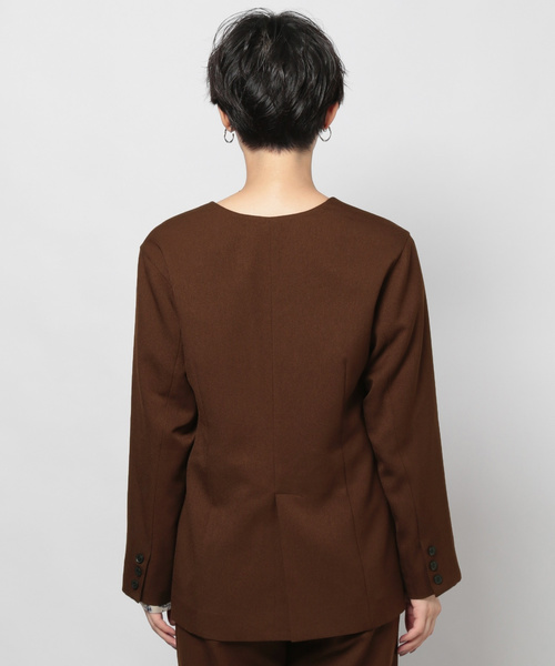 PAGEBOY（ページボーイ）の「セットアップ ノーカラージャケット（ノーカラージャケット・レディース・ダークブラウン/グレイッシュベージュ/チャコールグレー/ピンク・FREE）」の13枚目の写真