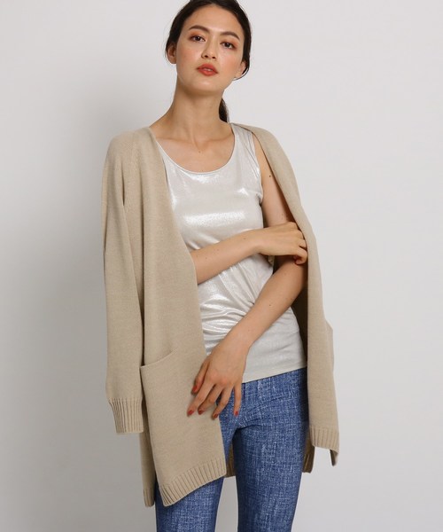 INDIVI（インディヴィ）の「[S]【ハンドウォッシュ】シャイニータンクトップ（タンクトップ・レディース・ダークグレー/ライトベージュ/ライトグレー・05）」の2枚目の写真
