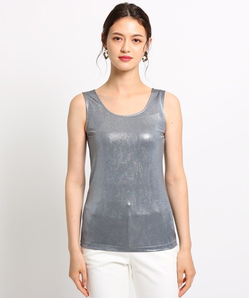 INDIVI（インディヴィ）の「[S]【ハンドウォッシュ】シャイニータンクトップ（タンクトップ・レディース・ダークグレー/ライトベージュ/ライトグレー・05）」の5枚目の写真
