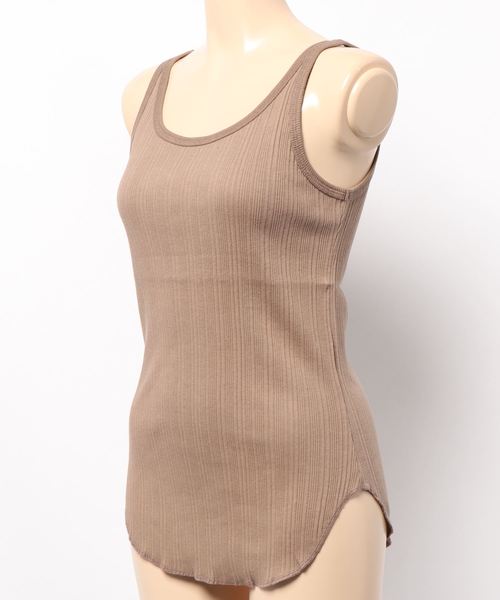 DouDou（ドゥドゥ）の「ランダムリブタンク（Tシャツ/カットソー・レディース・ベージュ/ブラウン/オフホワイト/ボルドー・FREE）」の6枚目の写真
