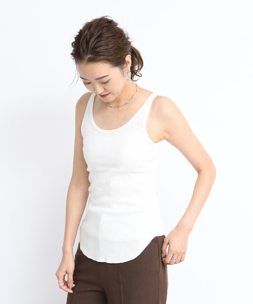 DouDou（ドゥドゥ）の「ランダムリブタンク（Tシャツ/カットソー・レディース・ベージュ/ブラウン/オフホワイト/ボルドー・FREE）」の15枚目の写真