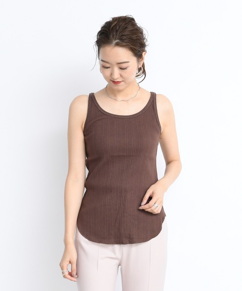 DouDou（ドゥドゥ）の「ランダムリブタンク（Tシャツ/カットソー・レディース・ベージュ/ブラウン/オフホワイト/ボルドー・FREE）」の18枚目の写真