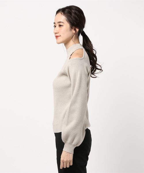 one way（ワンウェイ）の「オープンショルダーラメニット（ニット/セーター・レディース・ブラック/ベージュ/ライトブラウン・M）」の5枚目の写真