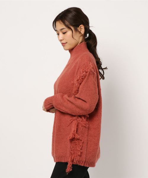 KOBE LETTUCE（コウベレタス）の「サイドフリンジニット（ニット/セーター・レディース・オレンジ系その他/チャコール/ライトベージュ・FREE）」の12枚目の写真