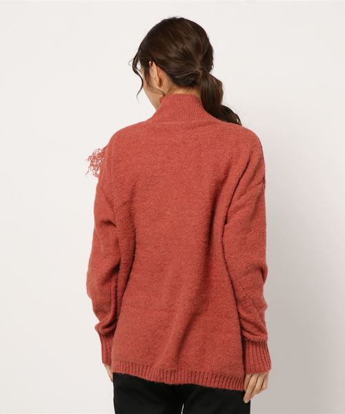 KOBE LETTUCE（コウベレタス）の「サイドフリンジニット（ニット/セーター・レディース・オレンジ系その他/チャコール/ライトベージュ・FREE）」の13枚目の写真