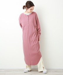 libelle more | ヘンリーネック＆カーディガン前後2WAY仕様のしっかりワッフルワンピース☆(ワンピース)