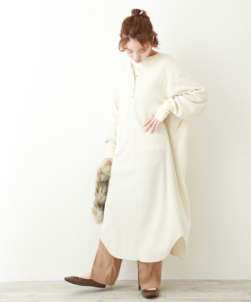 libelle more(リベル モア)の「2WAY仕様 ワッフルワンピース(ワンピース・レディース・ブラック/ベージュ/ピンク/グリーン/キナリ・FREE)」の2枚目の写真