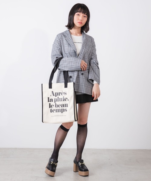 WEGO（ウィゴー）の「WEGO/パイピングキャンバスロゴトートバッグ（トートバッグ・レディース・その他2/その他1・FREE）」の16枚目の写真