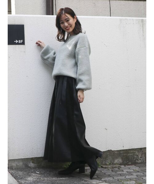 dazzlin（ダズリン）の「レザーライクフロントボタンスカート（スカート・レディース・ブラック/アイボリー・SMALL/MEDIUM）」の10枚目の写真