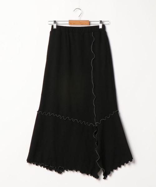 STYLEBLOCK（スタイルブロック）の「変形リブメローロングスカート（スカート・レディース・モカ/ラベンダー/ブラック/オフホワイト/オリーブ・M）」の2枚目の写真