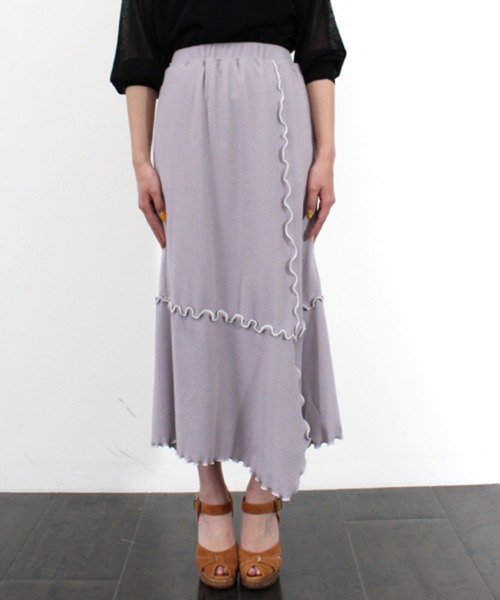 STYLEBLOCK（スタイルブロック）の「変形リブメローロングスカート（スカート・レディース・モカ/ラベンダー/ブラック/オフホワイト/オリーブ・M）」の10枚目の写真