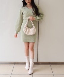 【丈が選べる】[低身長向け/高身長向けサイズ対応][ZOZO限定カラー/サイズ]パフスリーブニットタイトワンピース