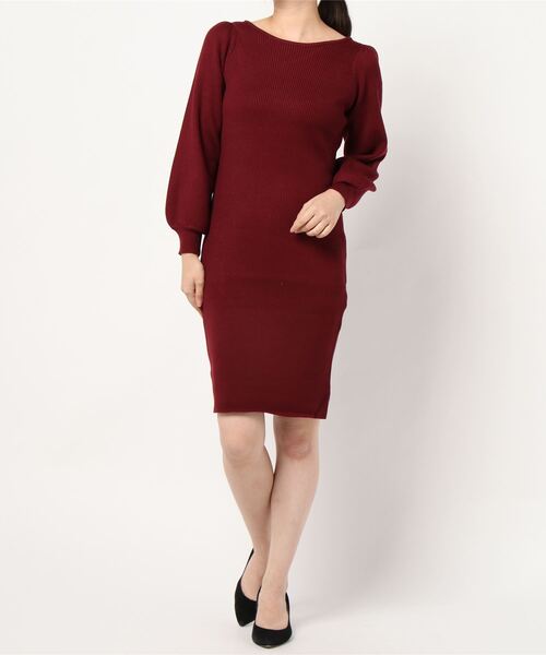 MIIA（ミーア）の「【丈が選べる】[低身長向け/高身長向けサイズ対応][ZOZO限定カラー/サイズ]パフスリーブニットタイトワンピース（ワンピース・レディース・ブラック/ベージュ/パープル/ブラウン/ボルドー/その他/オレンジ/ブラック系その他/グリーン・SMALL/MEDIUM/X-SMALL）」の8枚目の写真