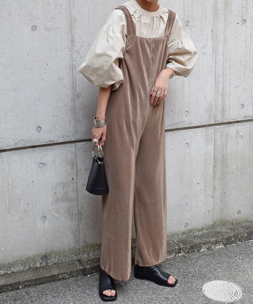 Marient（マリエント）の「プリーツオールインワン/ジャンパースカート（ジャンパースカート・レディース・ブラック/ブラウン・FREE）」の2枚目の写真