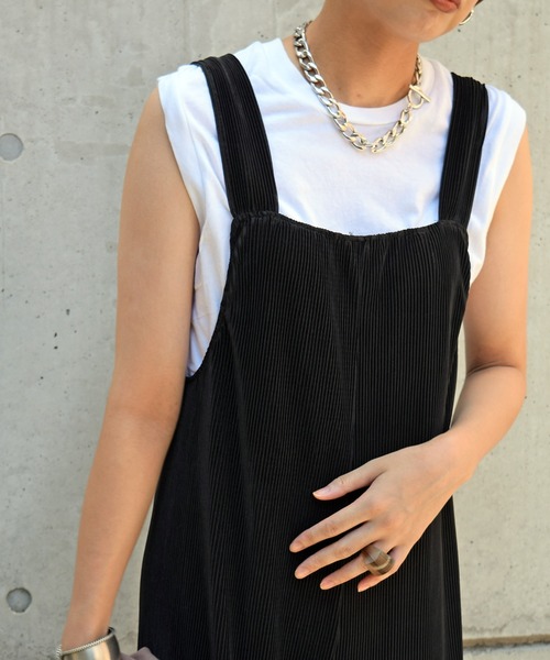 Marient（マリエント）の「プリーツオールインワン/ジャンパースカート（ジャンパースカート・レディース・ブラック/ブラウン・FREE）」の3枚目の写真