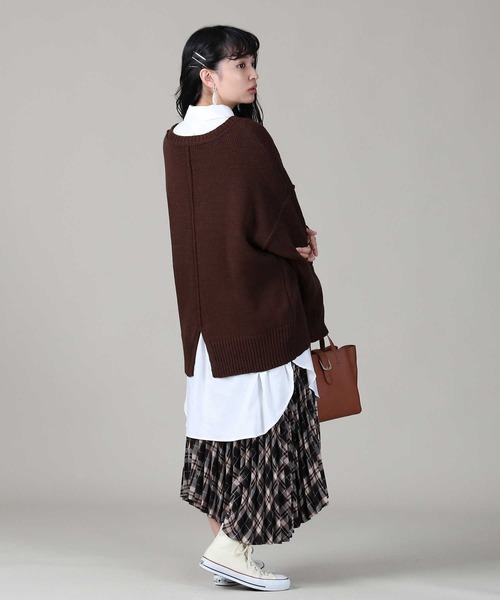 RAG MACHINE（ラグマシーン）の「【RAG MACHINE】アイレットビッグニット（ニット/セーター・レディース・ベージュ/ブラウン/ピンク・M/L）」の8枚目の写真