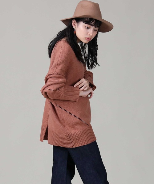 RAG MACHINE（ラグマシーン）の「【RAG MACHINE】アイレットビッグニット（ニット/セーター・レディース・ベージュ/ブラウン/ピンク・M/L）」の16枚目の写真